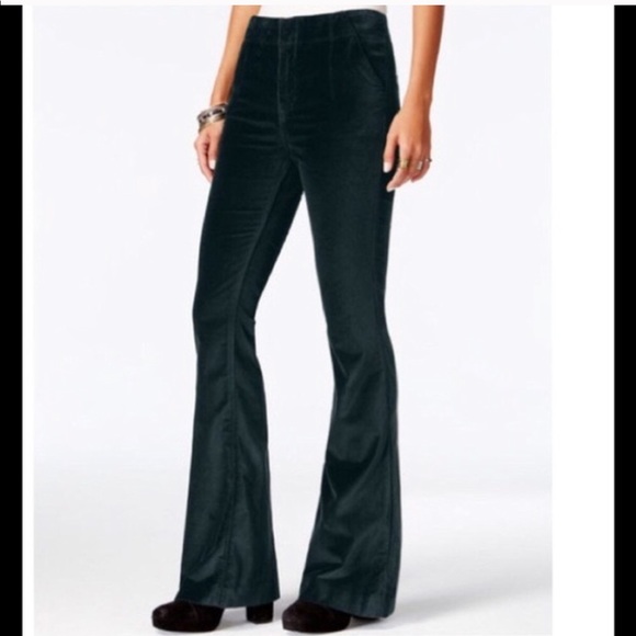green velvet flare pants